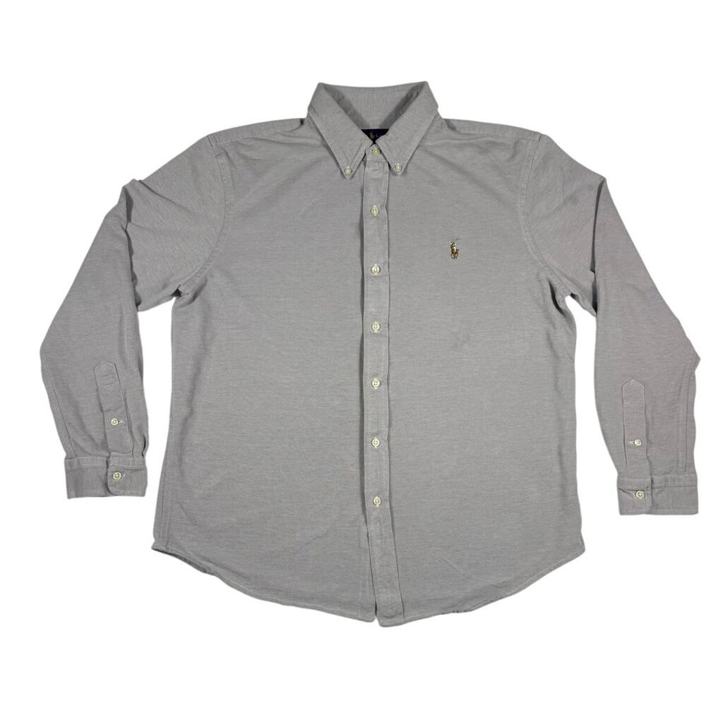 Ralph Lauren Men's XL Knit Oxford Shirt - Heather Grey Yellow Pony